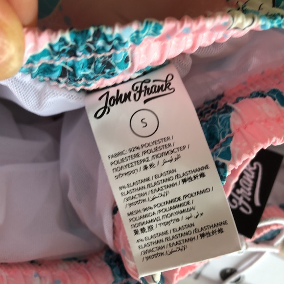 John Frank gym/swim shorts in pink with turquoise turtles print, side pockets, S - Picture 8 of 15